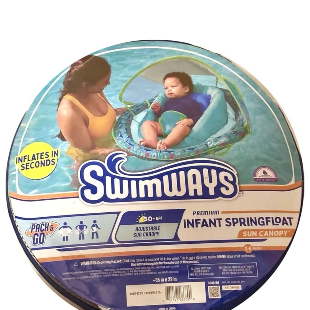 SwimWays Baby Spring Float with Canopy - Blue - Picture 8 of 8